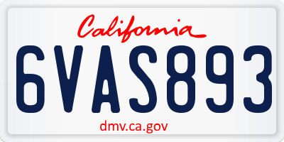 CA license plate 6VAS893