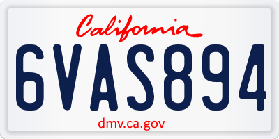 CA license plate 6VAS894