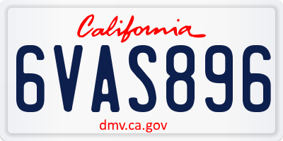 CA license plate 6VAS896