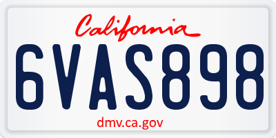 CA license plate 6VAS898