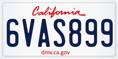 CA license plate 6VAS899