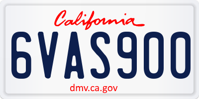 CA license plate 6VAS900