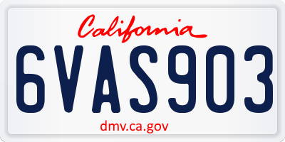 CA license plate 6VAS903