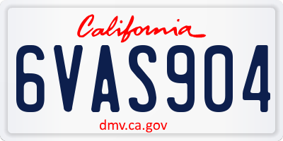 CA license plate 6VAS904