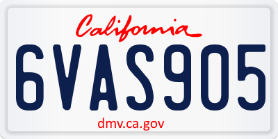 CA license plate 6VAS905