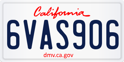 CA license plate 6VAS906