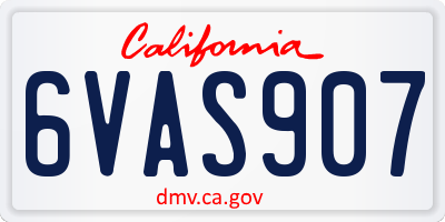 CA license plate 6VAS907