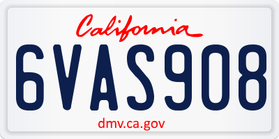 CA license plate 6VAS908