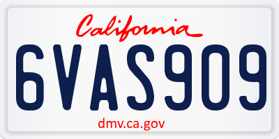 CA license plate 6VAS909