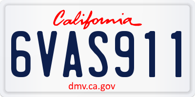CA license plate 6VAS911