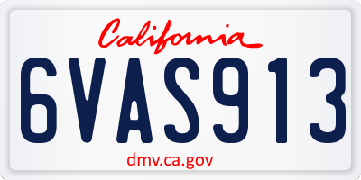 CA license plate 6VAS913