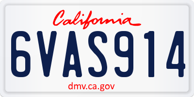 CA license plate 6VAS914