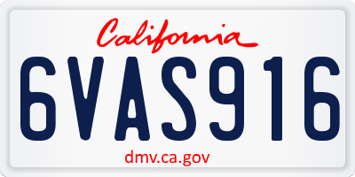 CA license plate 6VAS916