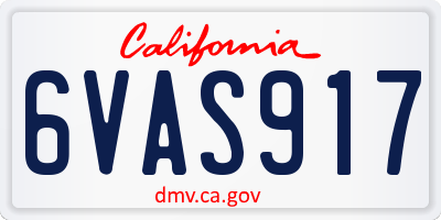 CA license plate 6VAS917