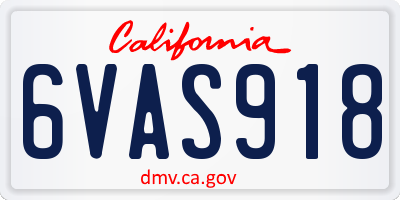 CA license plate 6VAS918