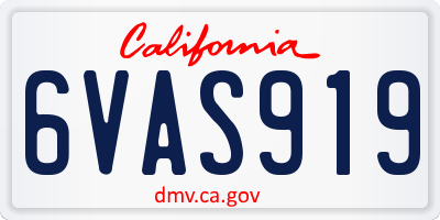 CA license plate 6VAS919