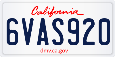 CA license plate 6VAS920