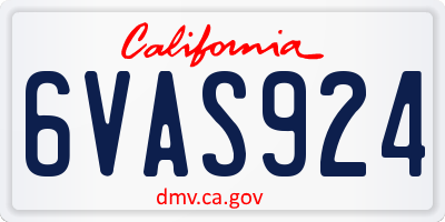 CA license plate 6VAS924