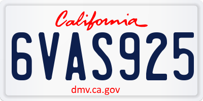 CA license plate 6VAS925