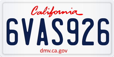 CA license plate 6VAS926