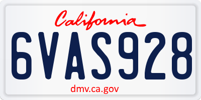 CA license plate 6VAS928