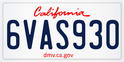 CA license plate 6VAS930