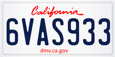 CA license plate 6VAS933