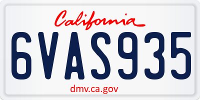 CA license plate 6VAS935