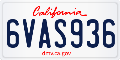 CA license plate 6VAS936