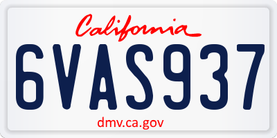 CA license plate 6VAS937