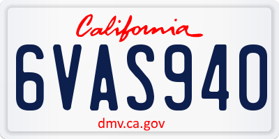 CA license plate 6VAS940