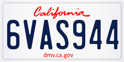 CA license plate 6VAS944
