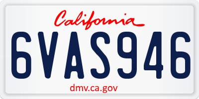 CA license plate 6VAS946
