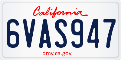 CA license plate 6VAS947