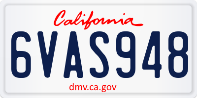 CA license plate 6VAS948