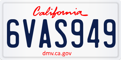 CA license plate 6VAS949