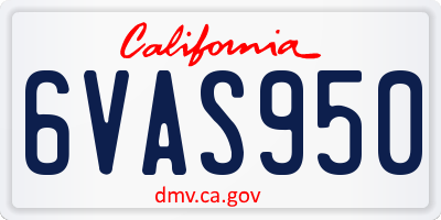 CA license plate 6VAS950