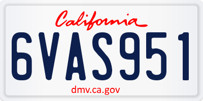 CA license plate 6VAS951