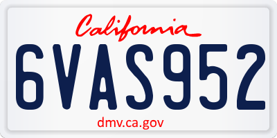 CA license plate 6VAS952