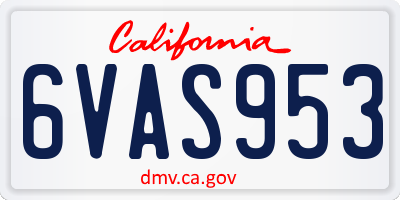 CA license plate 6VAS953
