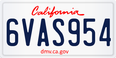 CA license plate 6VAS954