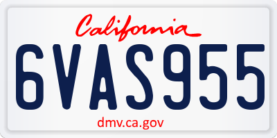 CA license plate 6VAS955