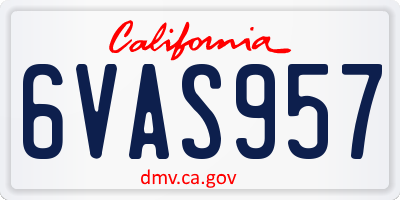 CA license plate 6VAS957