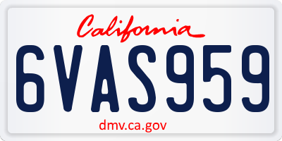 CA license plate 6VAS959