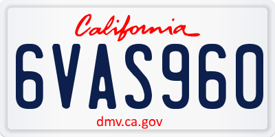 CA license plate 6VAS960