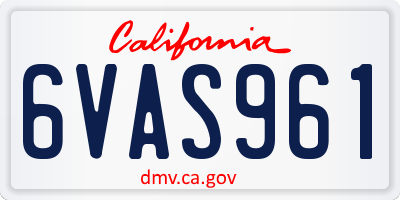 CA license plate 6VAS961