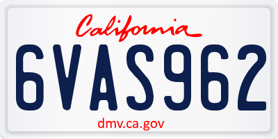 CA license plate 6VAS962