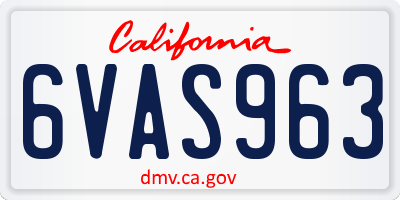 CA license plate 6VAS963