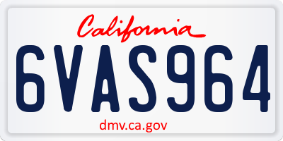 CA license plate 6VAS964