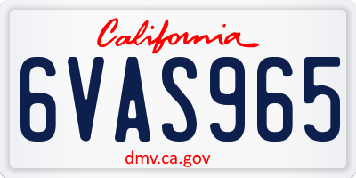 CA license plate 6VAS965